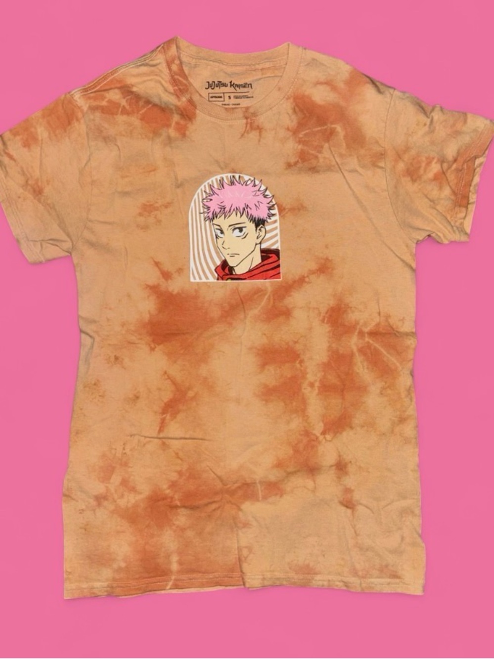 Tie-Dye Orange Short Sleeve Graphic Tee - Jujutsu Kaisen